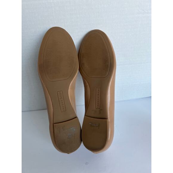 Copper Key Lovely Leather Beige Tan Scalloped Edge Ballet Flat Comfort Shoes 7.5 - Picture 8 of 8